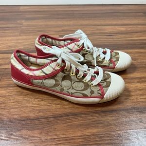 COACH ZORRA Signature Sneakers A1421 Tan White Pink, Pls read below